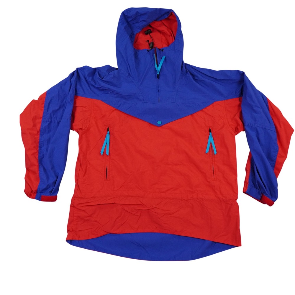 VTG EMS Eastern Anorak Jacket Mens M Red Blue‎ Regular Gorpcore Outdoor USA Logo